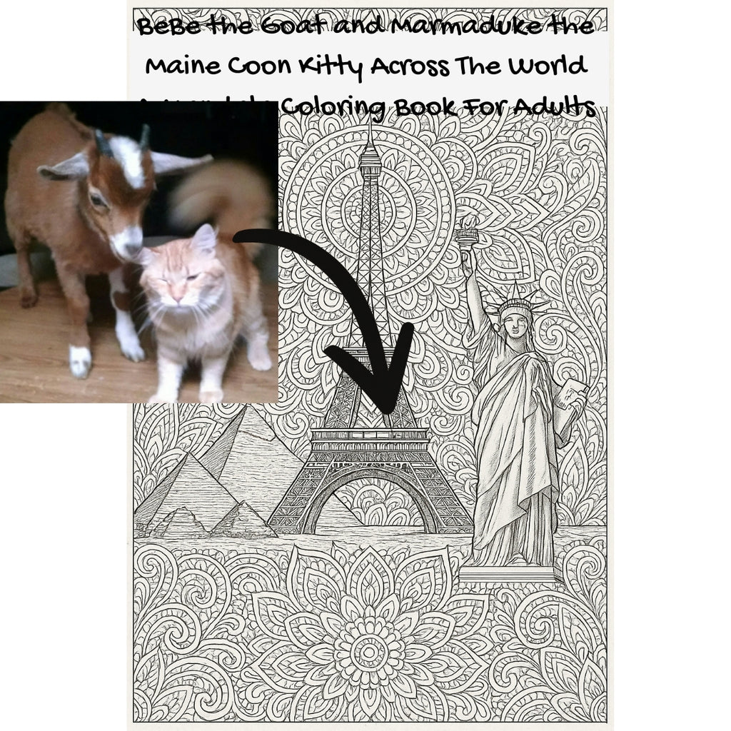 BeBe the Goat and Marmaduke the Maine Coon Kitty Across The World: A Mandala Coloring Book For Adults