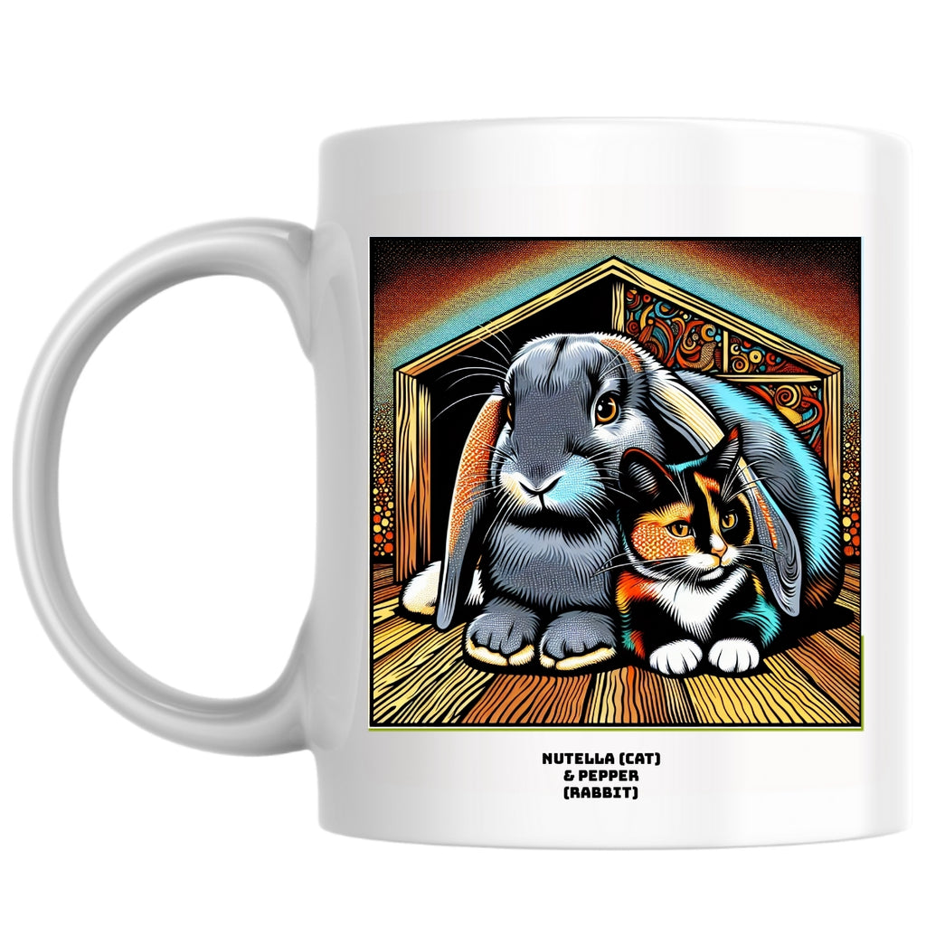 Nutella (cat) & pepper (rabbit) the Magnificent: Pop Art Coffee Mug