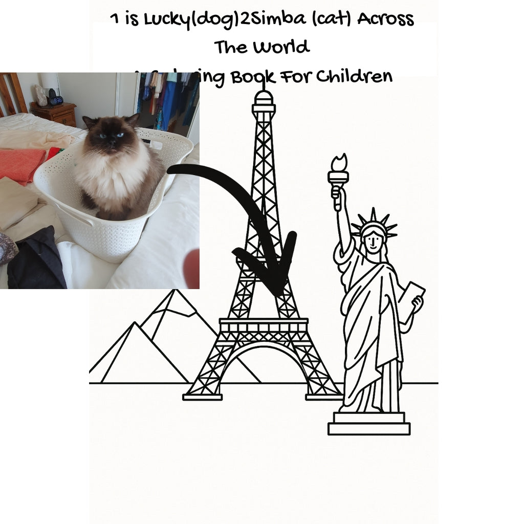 1 is Lucky(dog)2Simba (cat) Across The World: A Coloring Book For Children