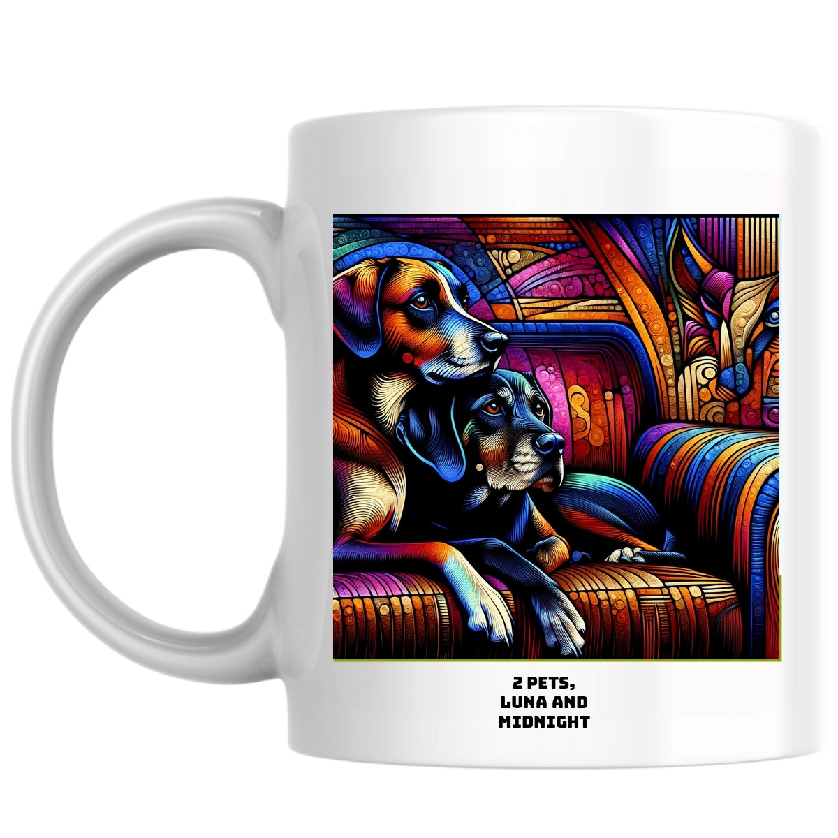 2 Pets, Luna and Midnight the Magnificent: Pop Art Coffee Mug