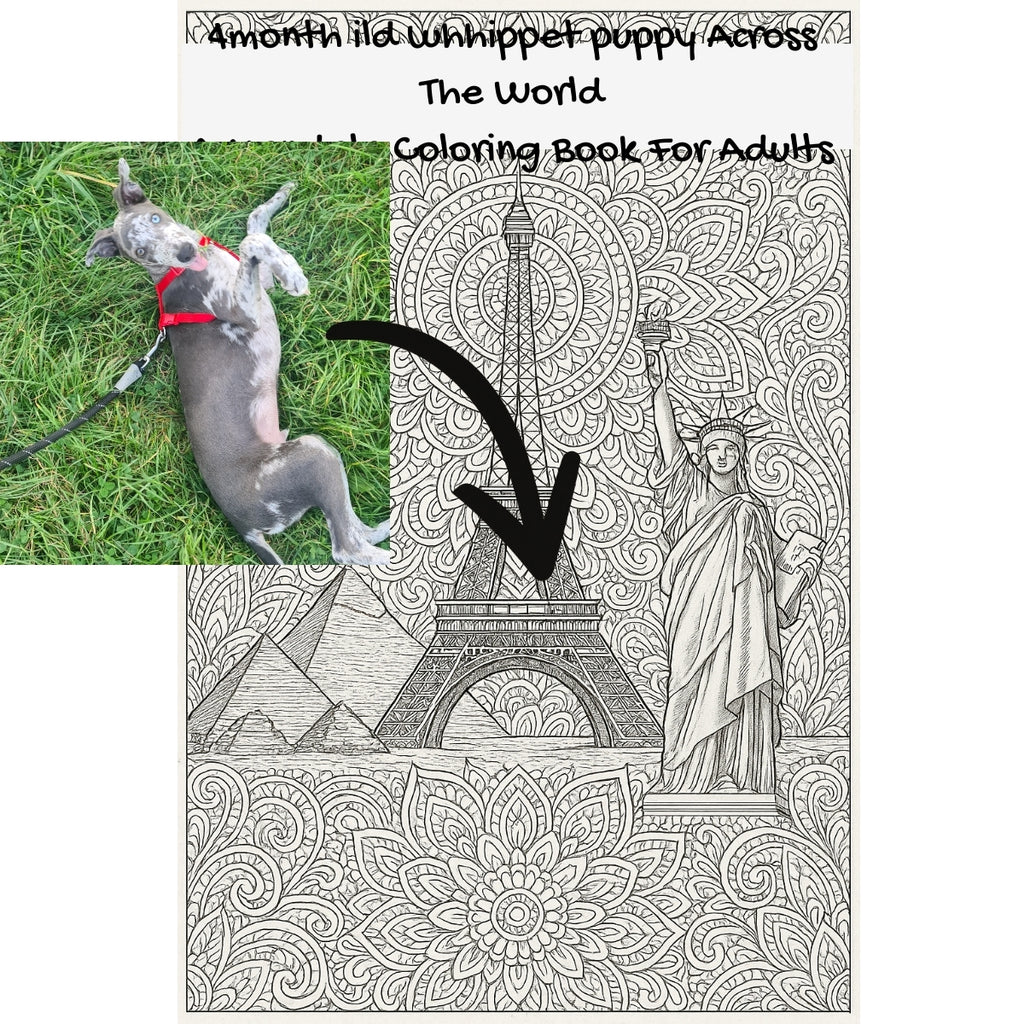4month ild whhippet puppy Across The World: A Mandala Coloring Book For Adults