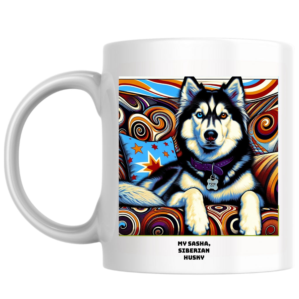 My Sasha, Siberian husky the Magnificent: Pop Art Coffee Mug