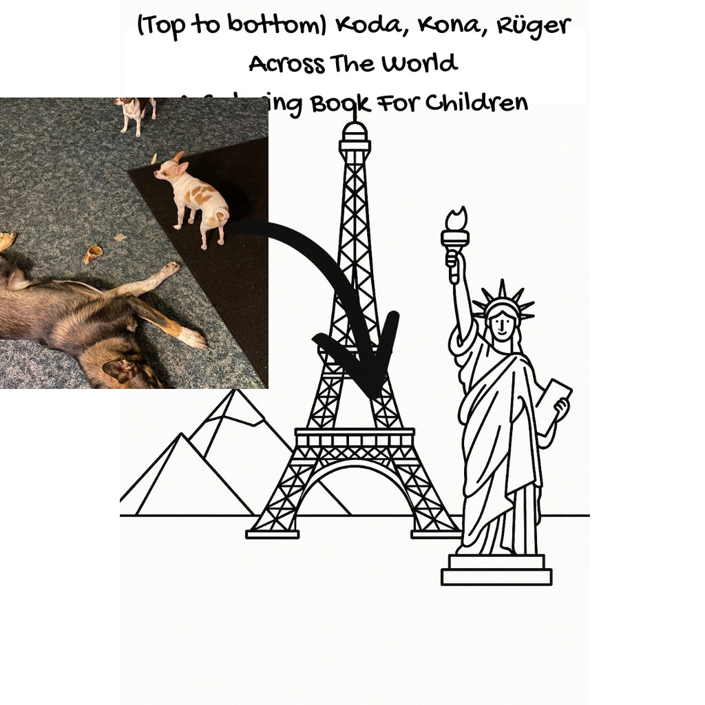 (Top to bottom) Koda, Kona, Rüger Across The World: A Coloring Book For Children