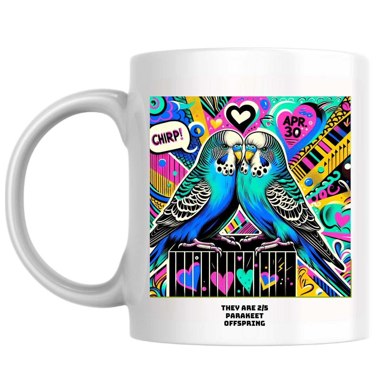 They are 2/5 parakeet offspring the Magnificent: Pop Art Coffee Mug