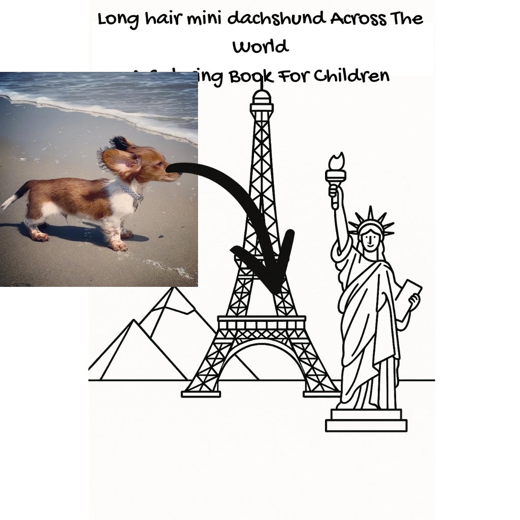 Long hair mini dachshund Across The World: A Coloring Book For Children