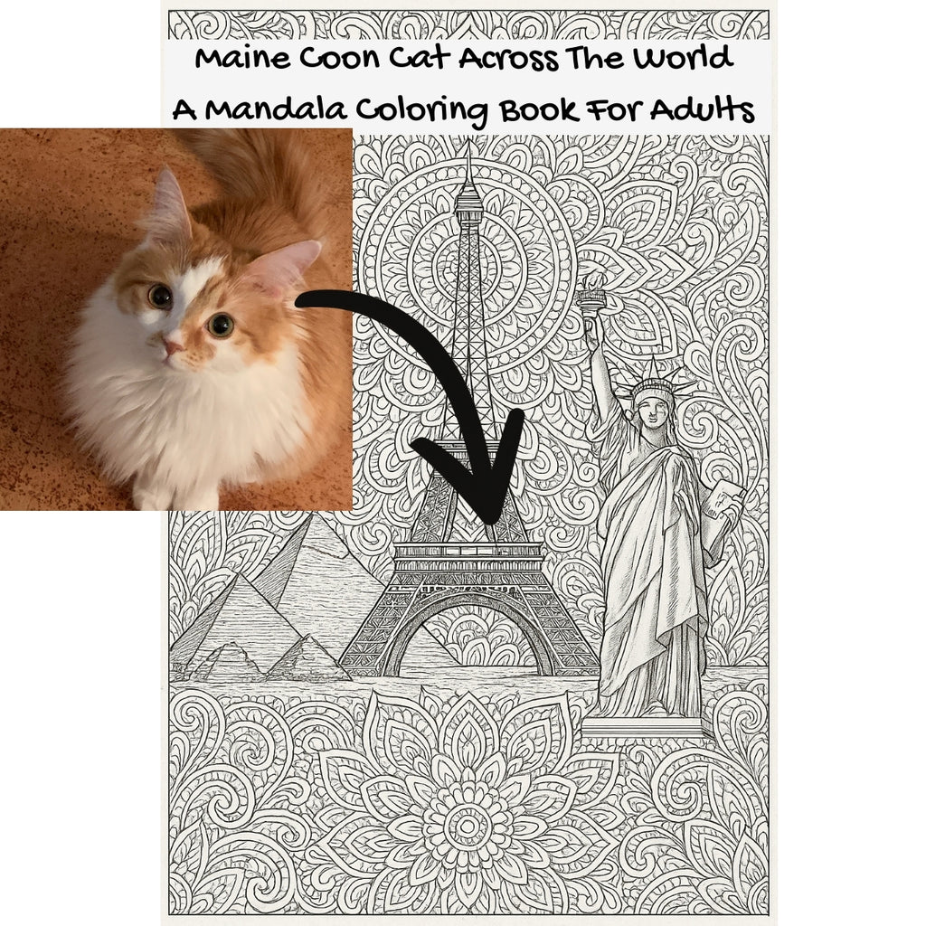 Maine Coon Cat Across The World: A Mandala Coloring Book For Adults