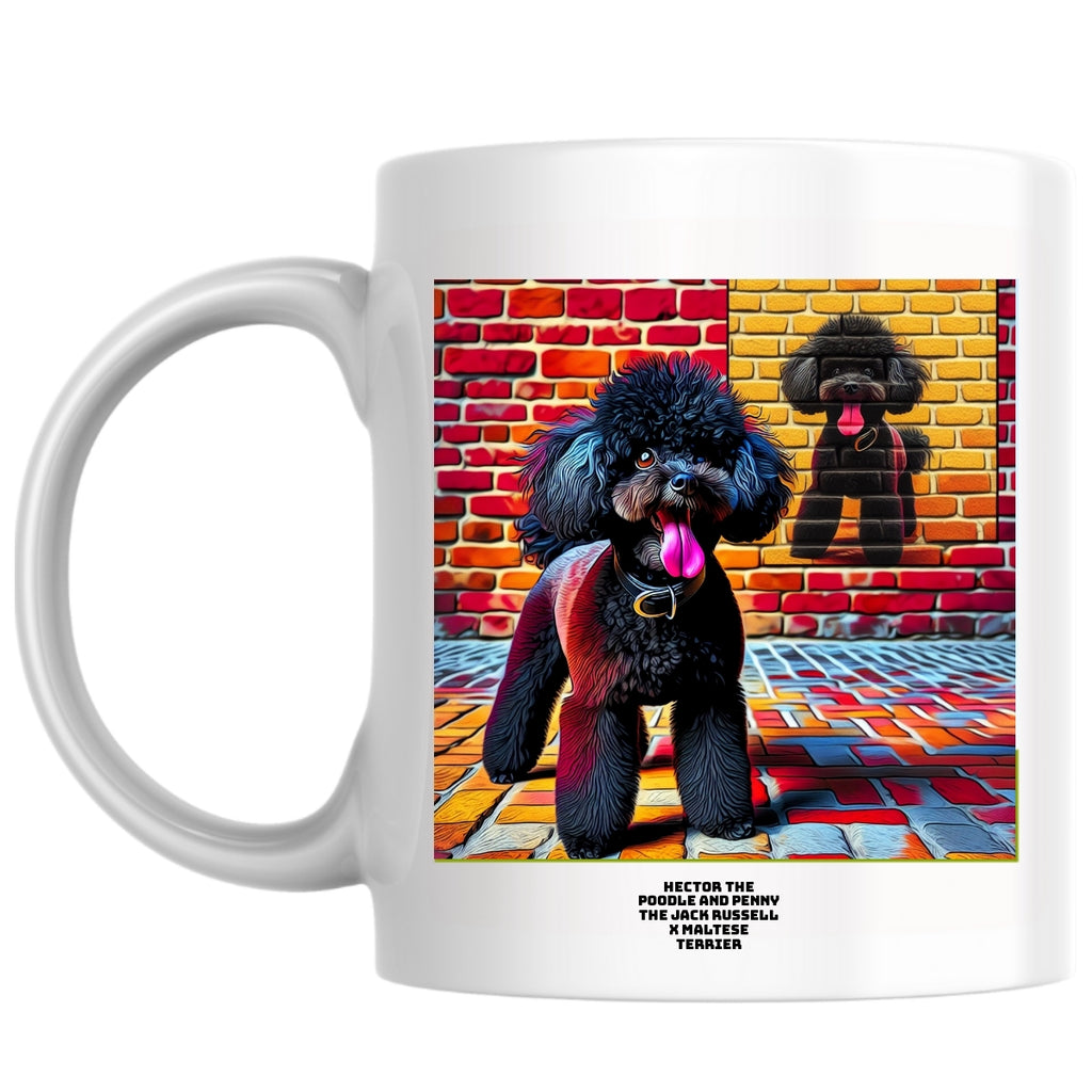 Hector the poodle and penny the jack Russell x Maltese terrier the Magnificent: Pop Art Coffee Mug
