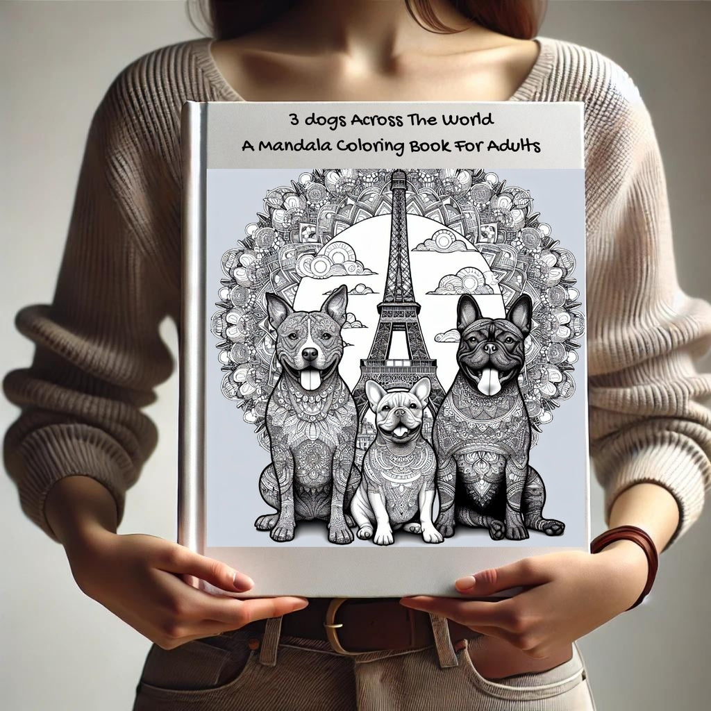 3 dogs Across The World: A Mandala Coloring Book For Adults