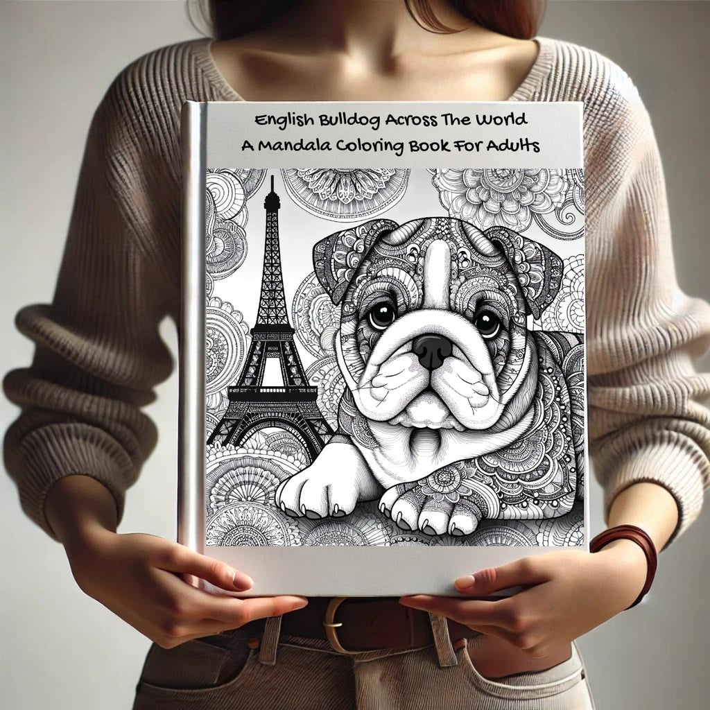 English Bulldog Across The World: A Mandala Coloring Book For Adults
