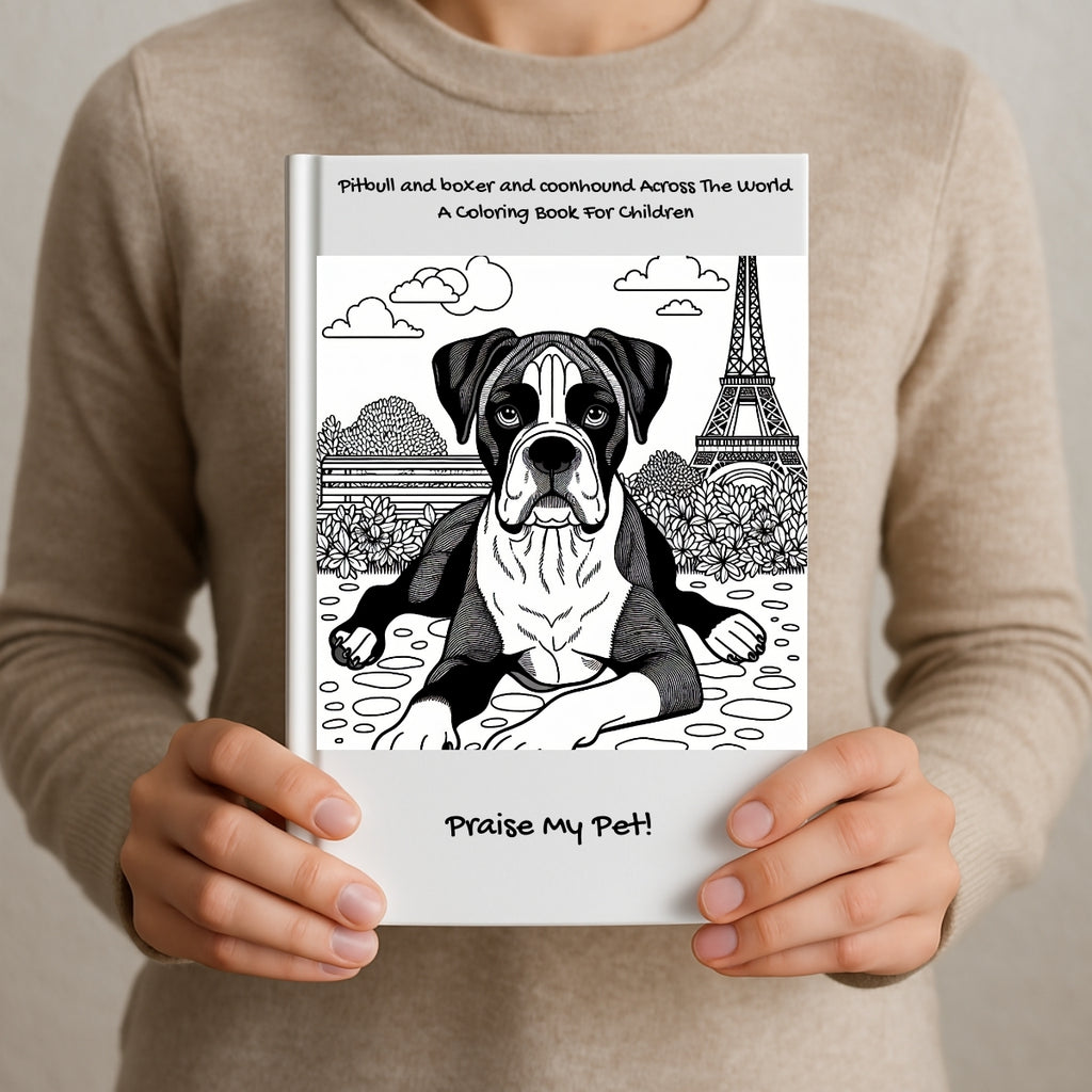 Pitbull and boxer and coonhound Across The World: A Coloring Book For Children