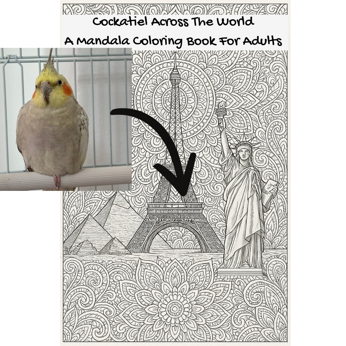 Cockatiel Across The World: A Mandala Coloring Book For Adults