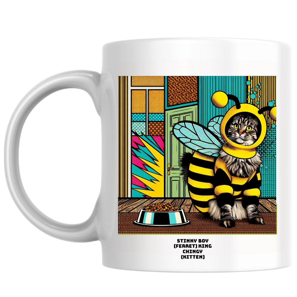 Stinky Boy (ferret) King Chingy (Kitten) the Magnificent: Pop Art Coffee Mug
