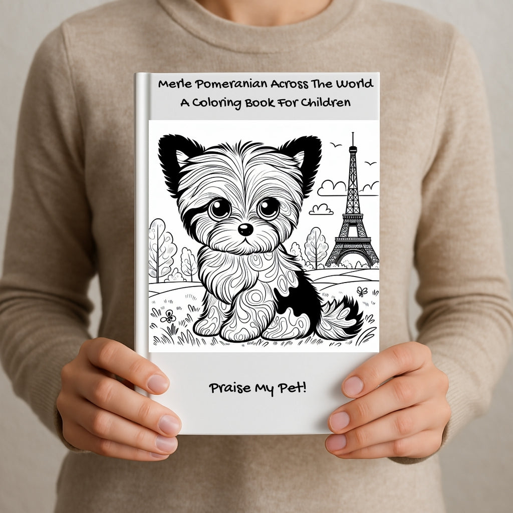Merle Pomeranian Across The World: A Coloring Book For Children