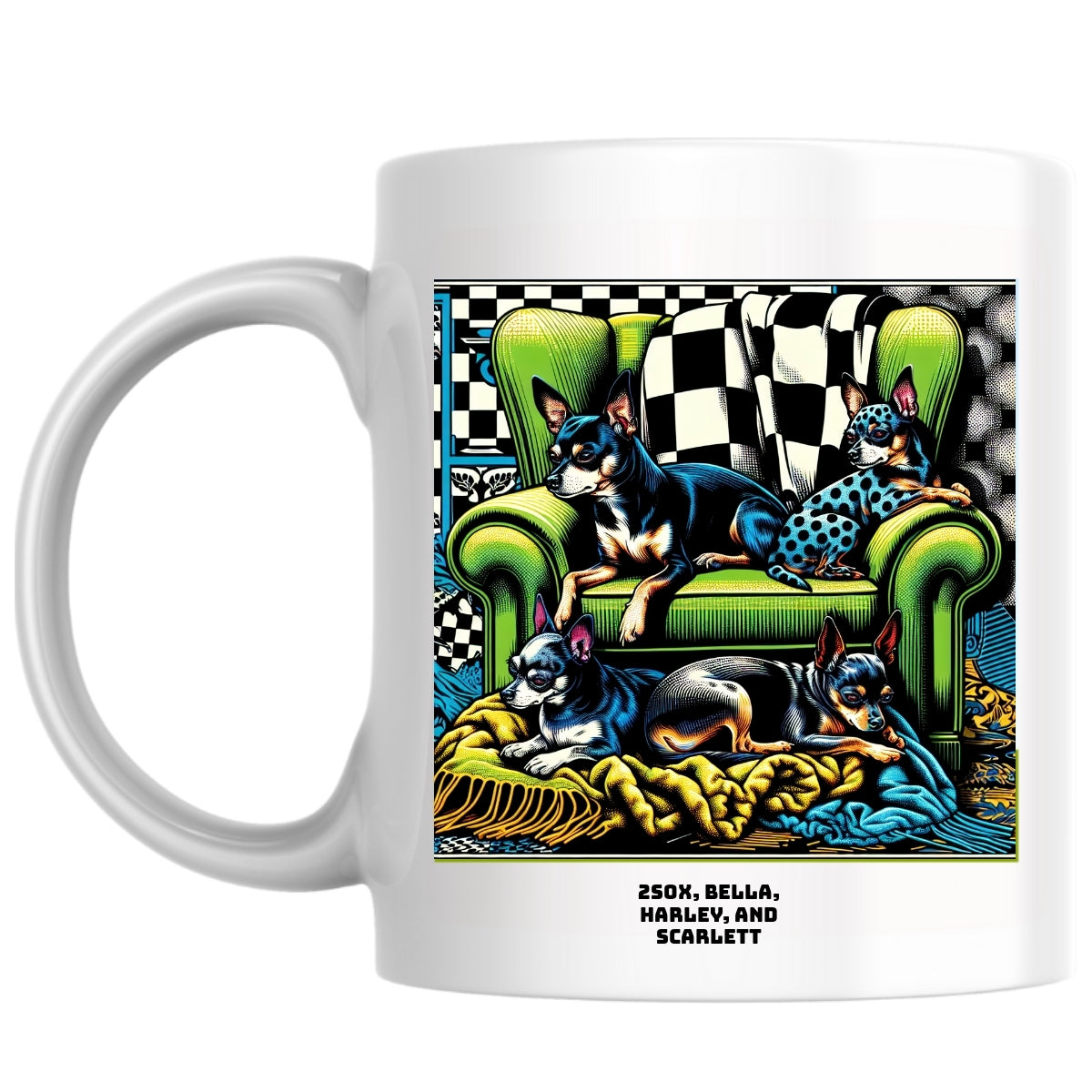 2sox,  Bella, Harley,  and scarlett the Magnificent: Pop Art Coffee Mug