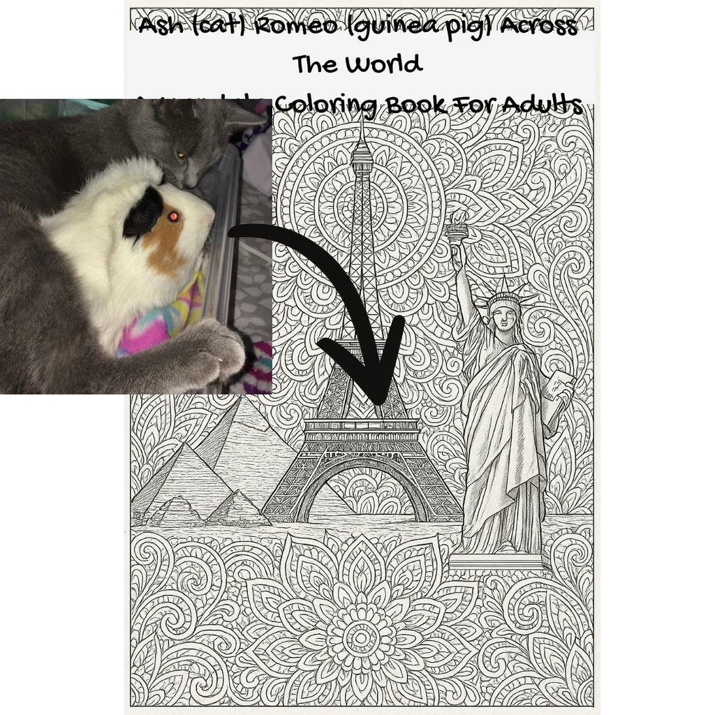 Ash (cat) Romeo (guinea pig) Across The World: A Mandala Coloring Book For Adults