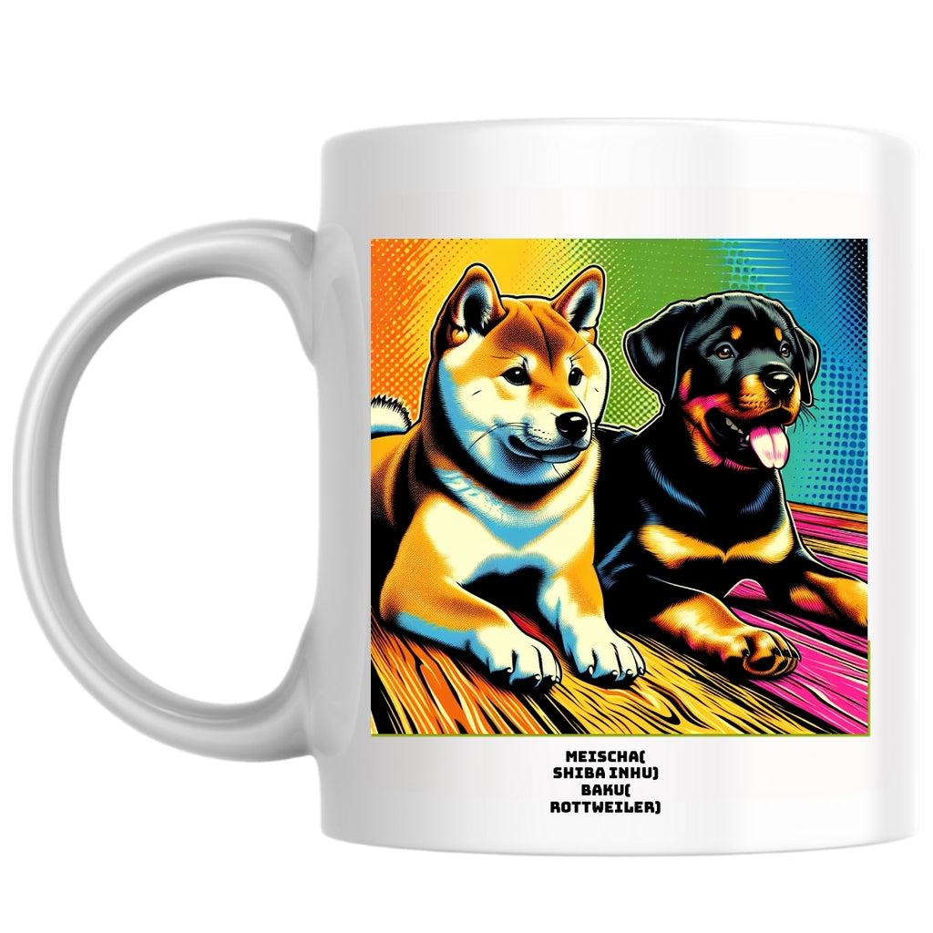 Meischa( Shiba Inhu) Baku( Rottweiler) the Magnificent: Pop Art Coffee Mug