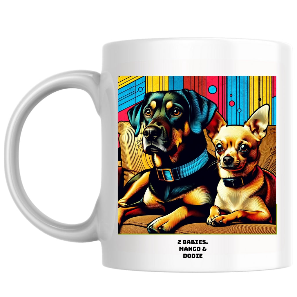 2 babies. Mango & Dodie the Magnificent: Pop Art Coffee Mug
