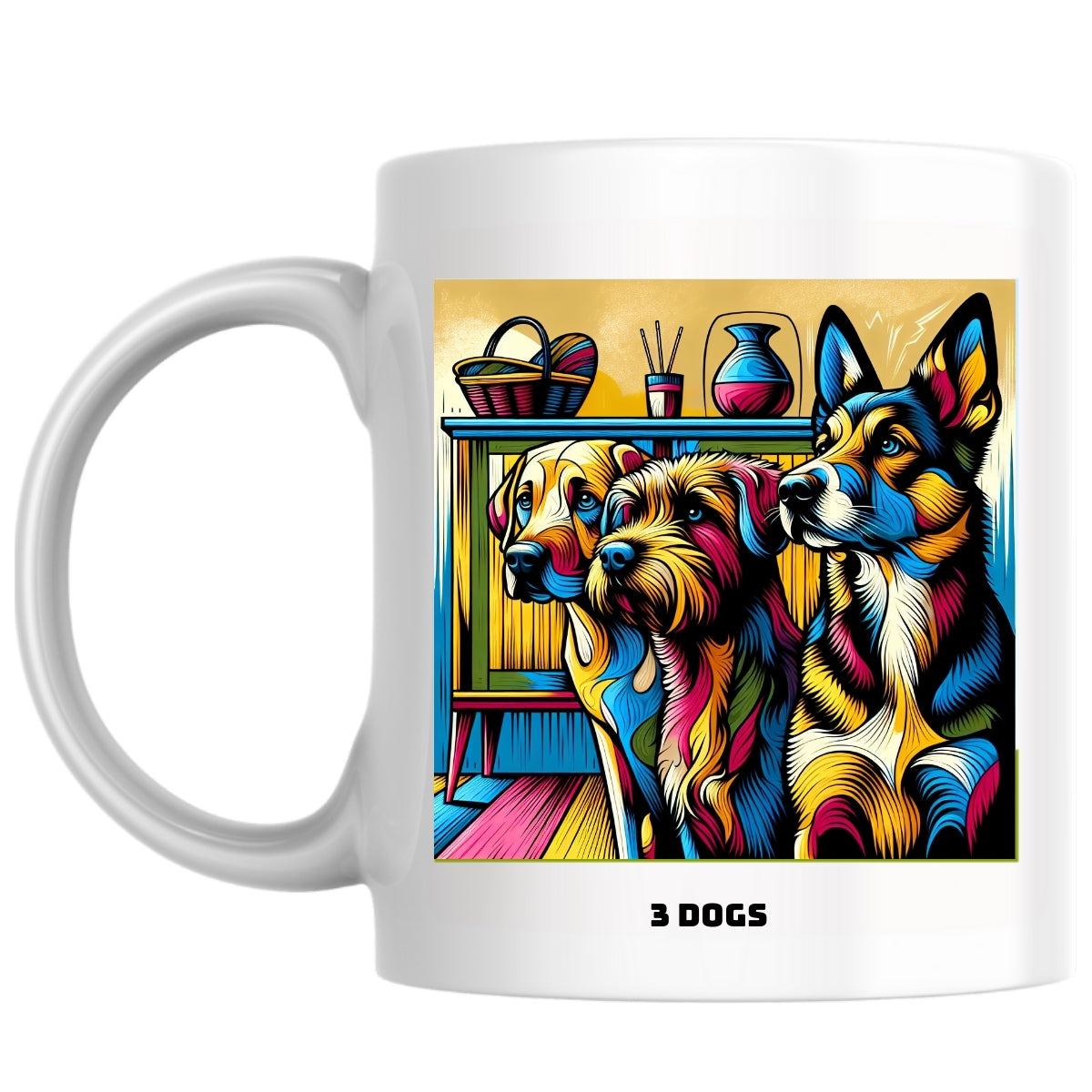 3 dogs the Magnificent: Pop Art Coffee Mug