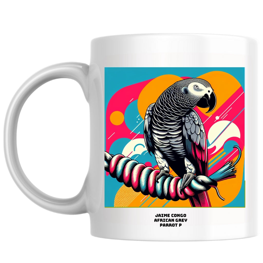 Jaime Congo African  Grey Parrot P the Magnificent: Pop Art Coffee Mug