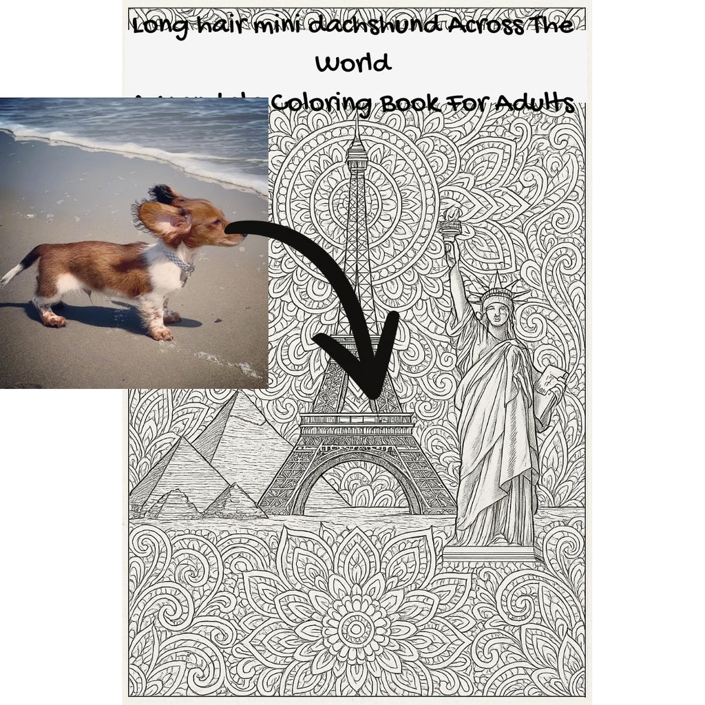 Long hair mini dachshund Across The World: A Mandala Coloring Book For Adults