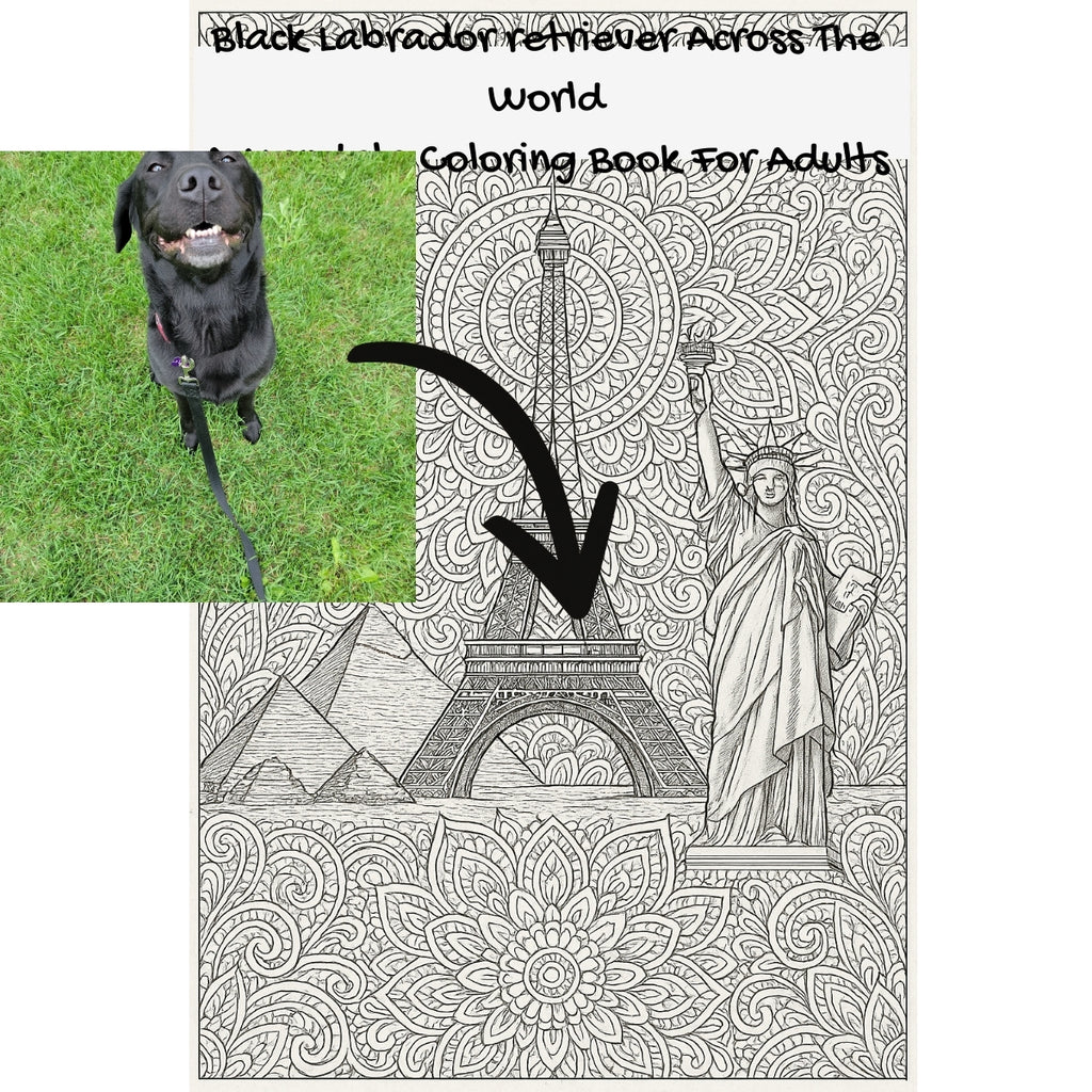 Black Labrador retriever Across The World: A Mandala Coloring Book For Adults